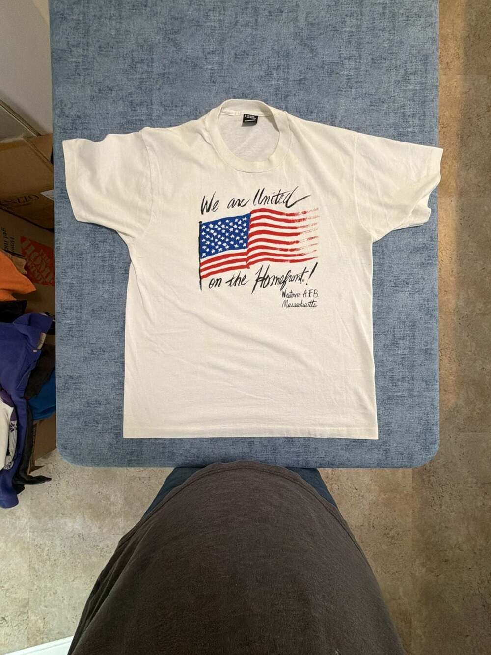 Screen Stars American Flag T-Shirt Size XL White Westover A.F.B.